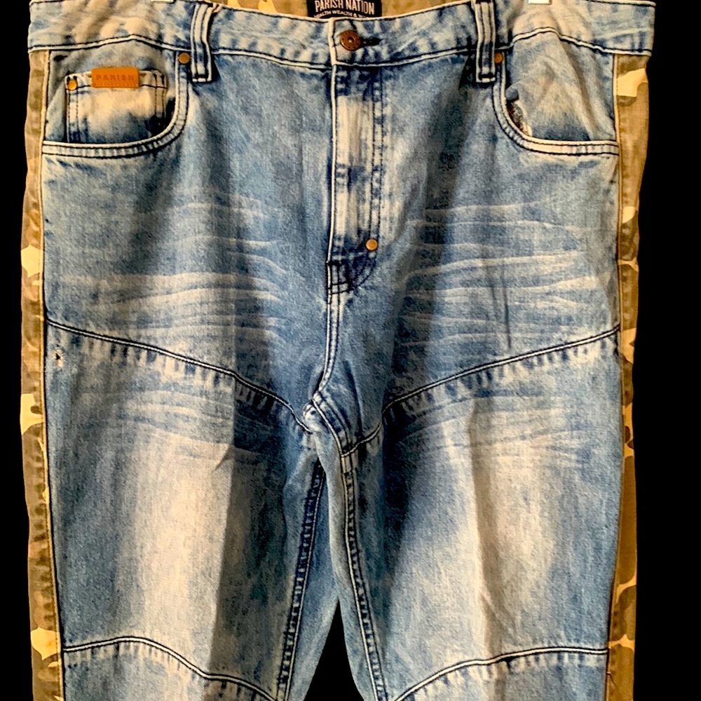 PARISH NATION Camo Seamed Jeans